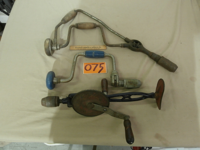 lot 75 image: Three Vintage Hand Drills