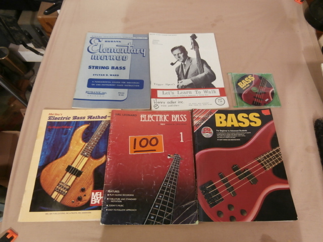 lot 100 image: Five Bass Guitar & Stand-Up Instruction Books