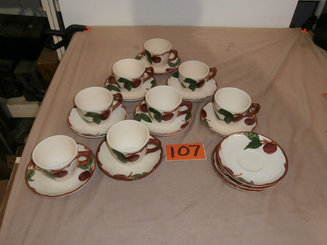 lot 107 image: Group of Franciscan Apple Cups & Saucers