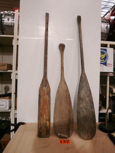lot 137 image: Three Vintage Canoe Paddles
