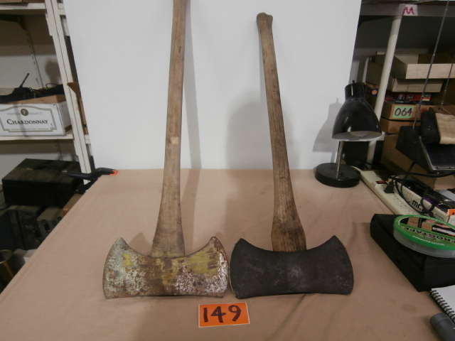 lot 149 image: Pair of Vintage Double-Bit Axes