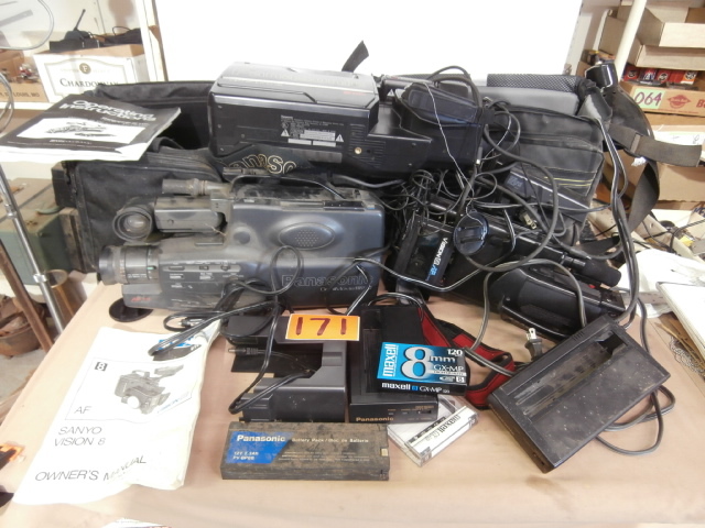 lot 171 image: Lot of Three Vintage Video Cameras, Cases Etc.