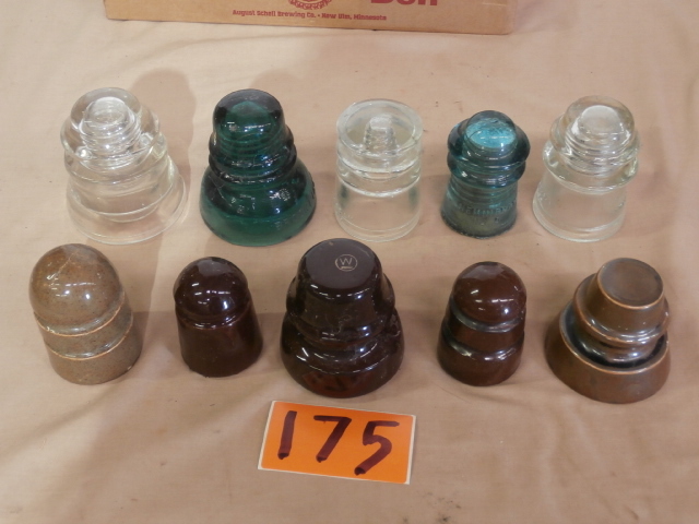lot 175 image: Group of Ten Different Power Line Insulators