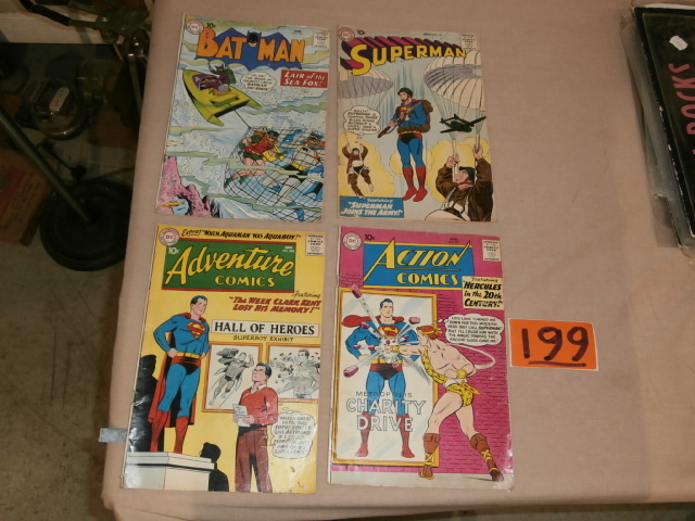 lot 199 image: Four 10 Cent Comics, BATMAN, SUPERMAN