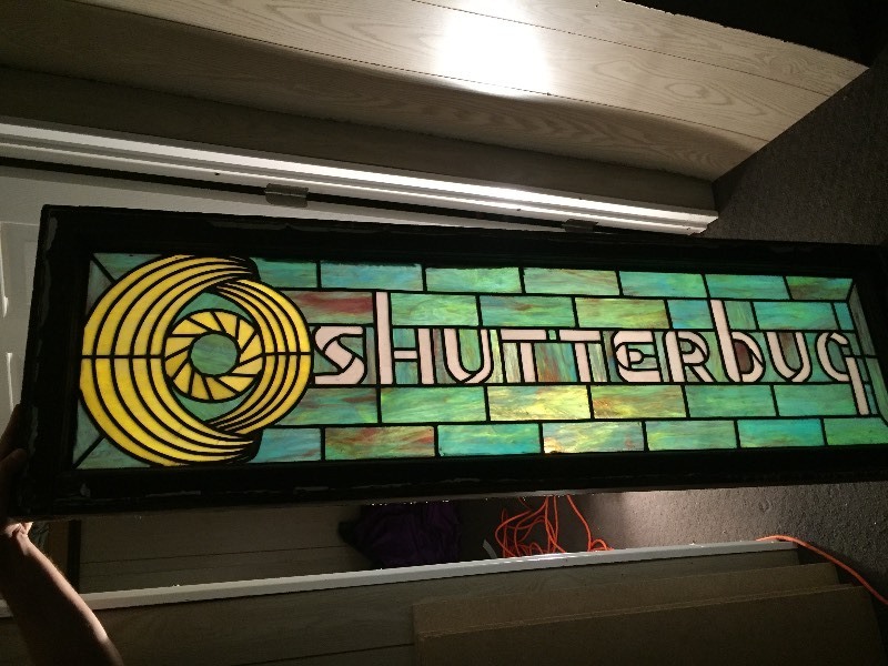 lot 3 image: SHUTTERBUG Leaded Stained Glass Window