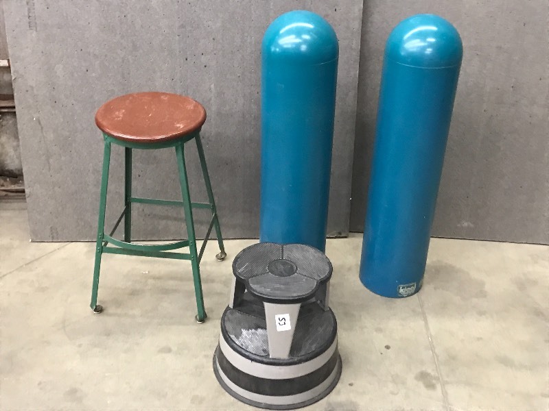 lot 53 image: (2) Shop Stools & (2) Parking Guards