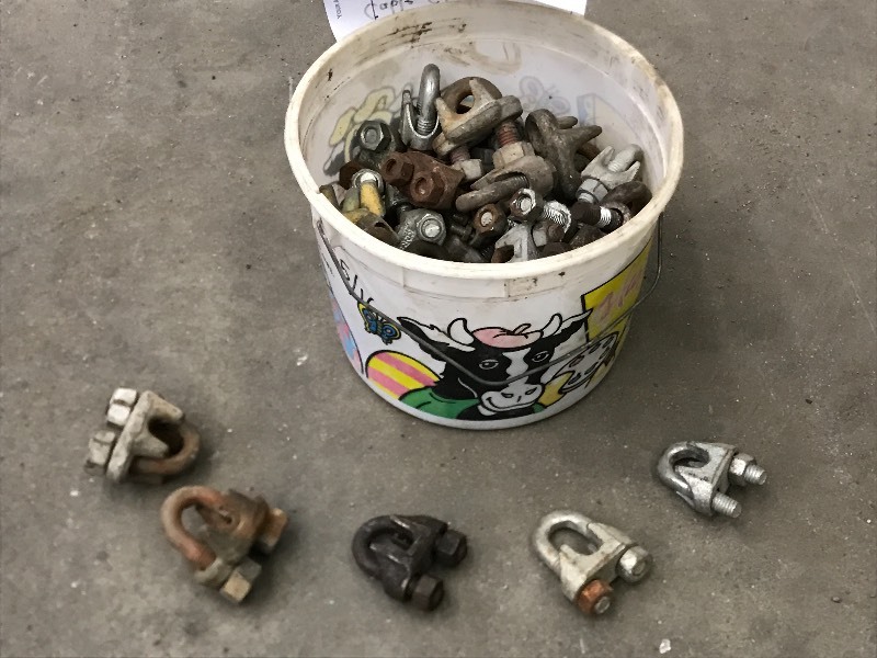 Bucket Of Assorted Cable Clamps