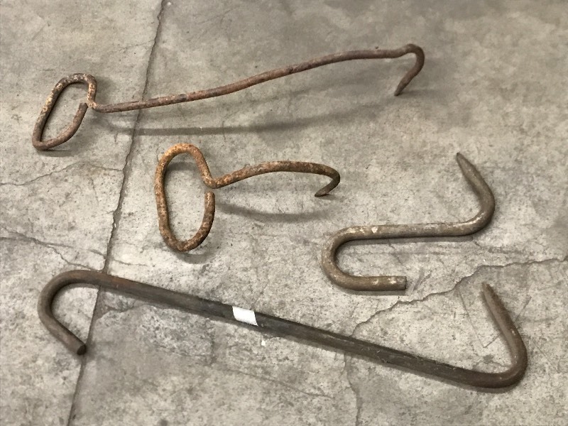 (4) Vintage Meat & Hay Hooks