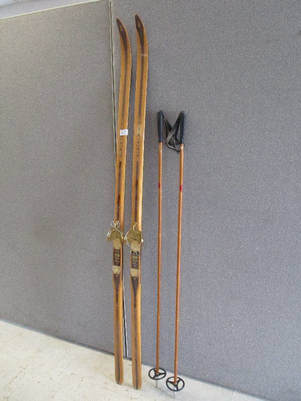 lot 63 image: Vintage Cross Country Skis and Poles