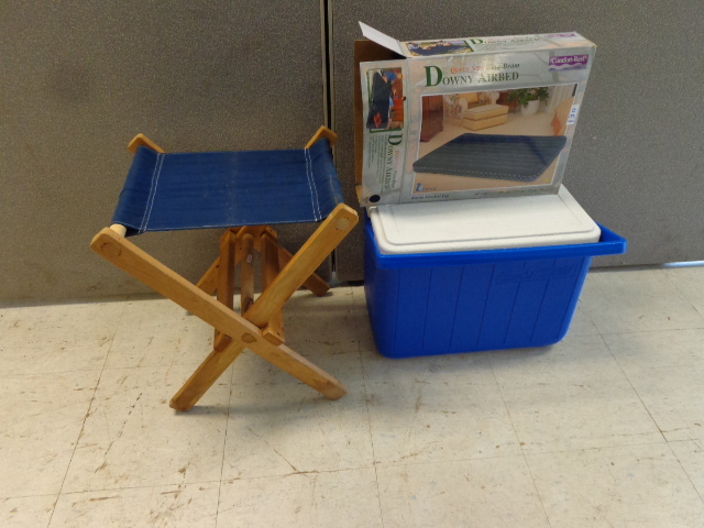 lot 130 image: Camping Chair, Air Bed, and Cooler