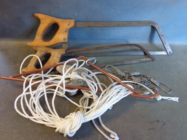 lot 188 image: Hacksaws, Deer Hanger, and Fish Stringer