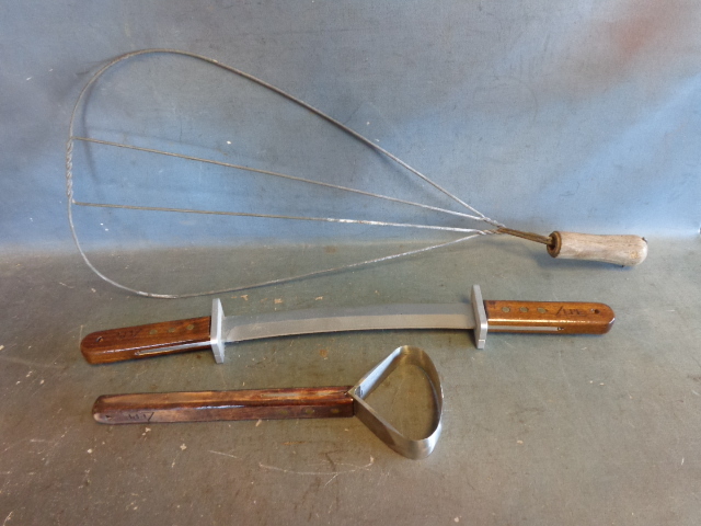 lot 193 image: Fleshing Tools and Hide Stretcher