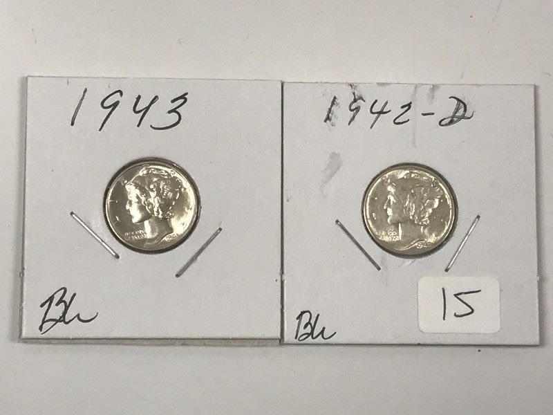 (2) Mercury Dimes 1942-D & 1943