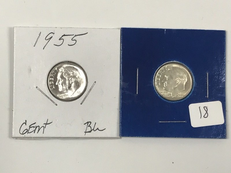 (2) Roosevelt Dimes 1946 & 1955