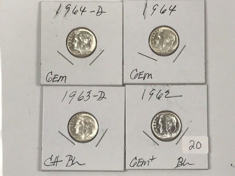 (4) 1960s Roosevelt Dimes