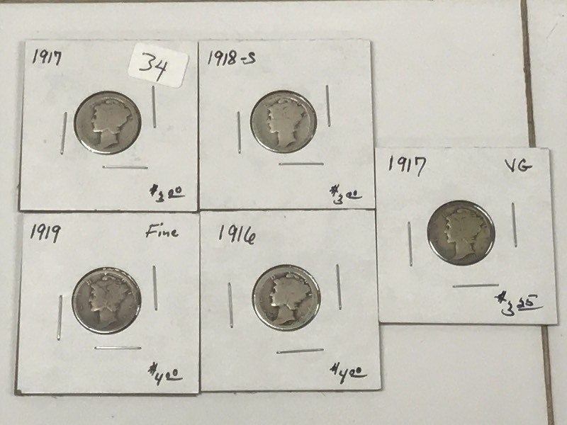 (5) Mercury Dimes