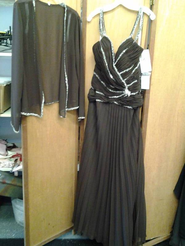 LaPerle Chocolate  Breaded Dress & Jacket Size 14