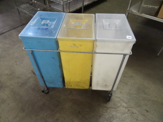3 dry ingredient bins. On cart. NSF...
