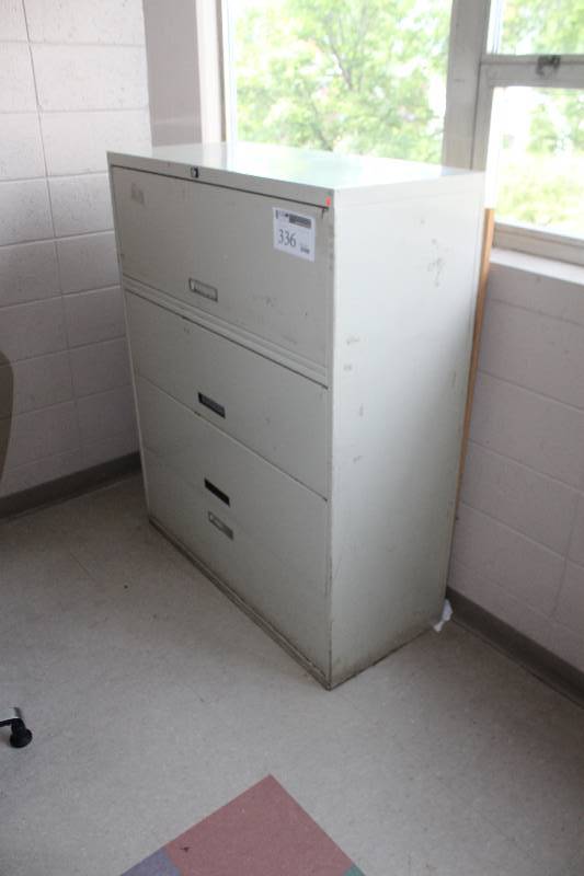 lot 336 image: 3-Drawer Metal Lateral File Wall Cabinet