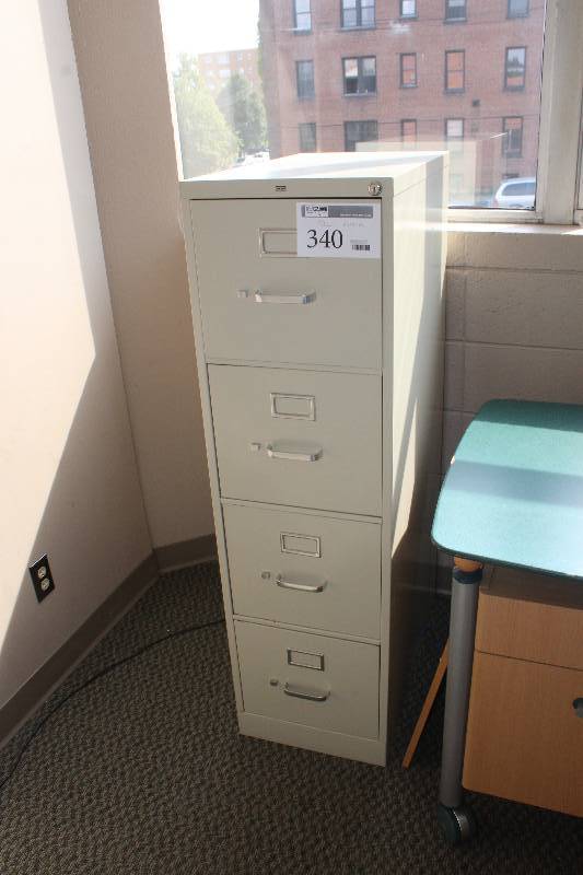 lot 340 image: Hon 4-Drawer Locking Metal File Cabinet