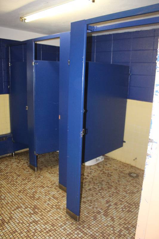 lot 395 image: Bathroom Lot Includes Sinks, Soap Dispensers, Stalls, Toilets, Womens Dispensers, Wall Mirrors,
