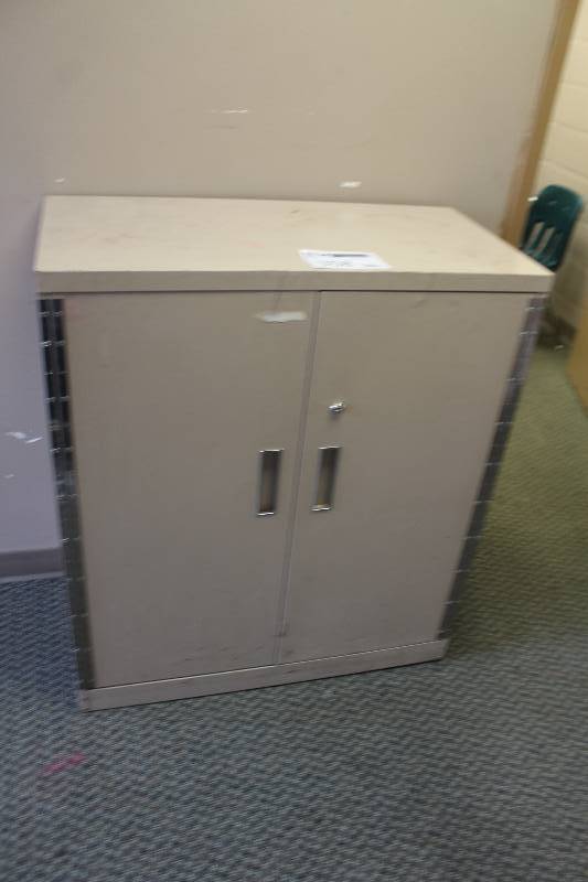 lot 358 image: 2-Door 2-Shelf Metal Storage Cabinet