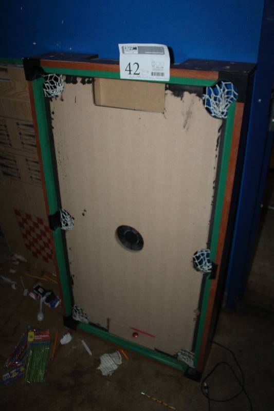 lot 42 image: Table Top Game Table Includes Ping Pong, Shuffleboard, Pool, Air Hockey, Backgammon, Checkers