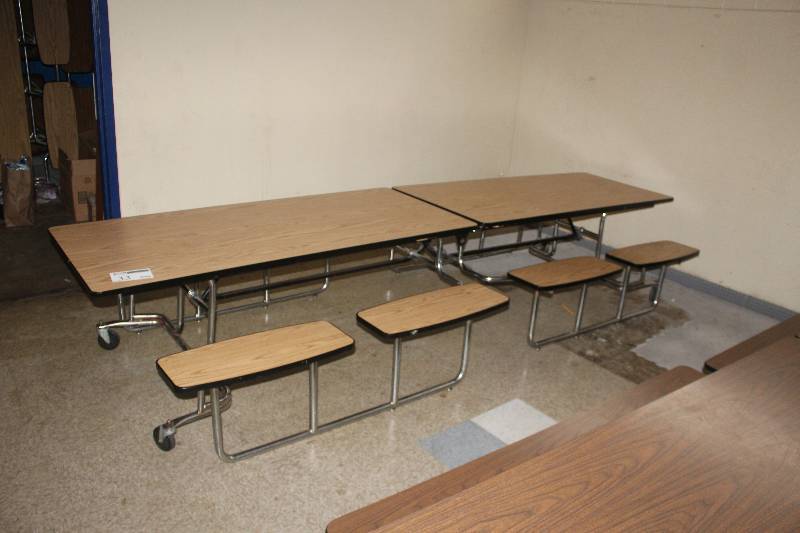 lot 33 image: Folding Rolling Cafeteria Tables
