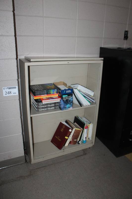 lot 247 image: 2-Shelf Metal Bookcase