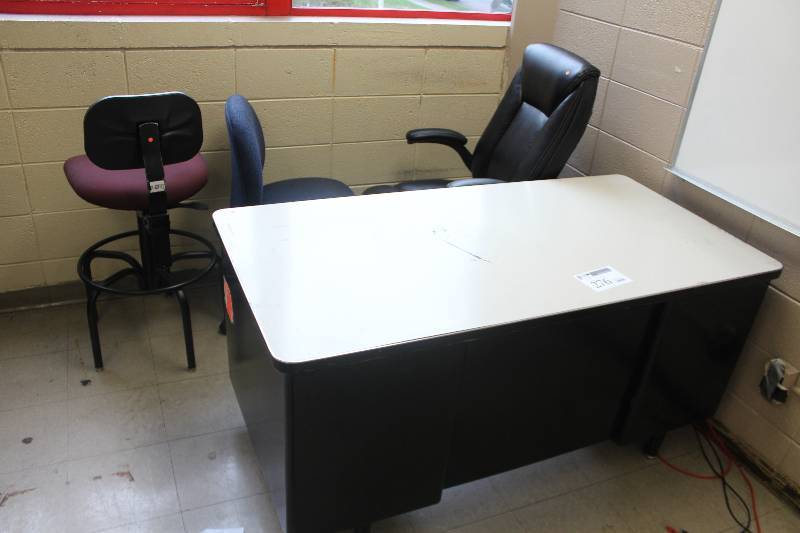 lot 276 image: Office Desk, 3-Chairs