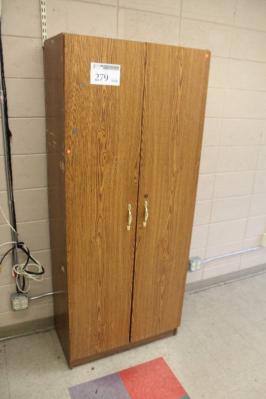 lot 279 image: 2-Door 8-Cubby Wood Cabinet