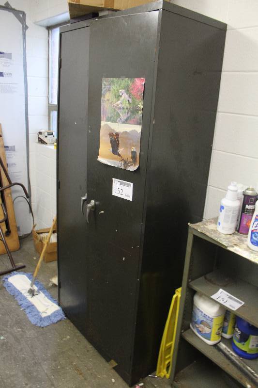 lot 152 image: 2-Door 4-Shelf Metal Storage Cabinet
