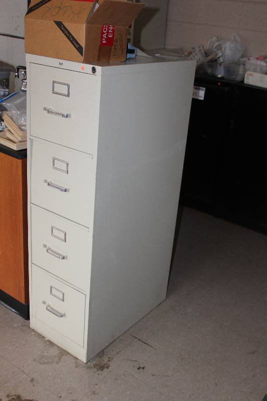 lot 299 image: Hon 4-Drawer Locking Metal File Cabinet