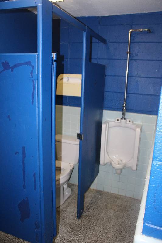 lot 399 image: Bathroom Lot Includes Stalls, Toilets, Urinals, Paper Towel Dispensers, Soap Dispensers, Sink