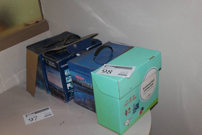 lot 98 image: Lot of (4) Boxes of Teaching Resources Includes Algebra, Geometry, Accelerated Math, Advanced Geometry