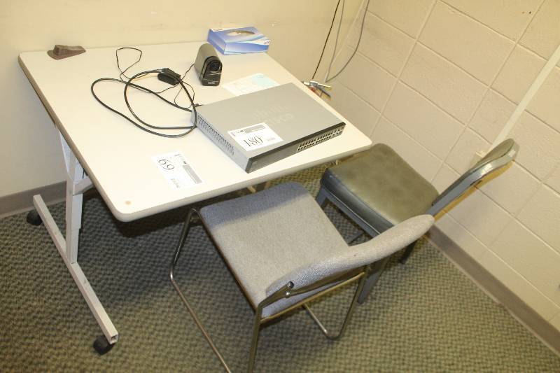 lot 69 image: Computer Table, Chair, Wall Shelf, Paper Organizer Shelf