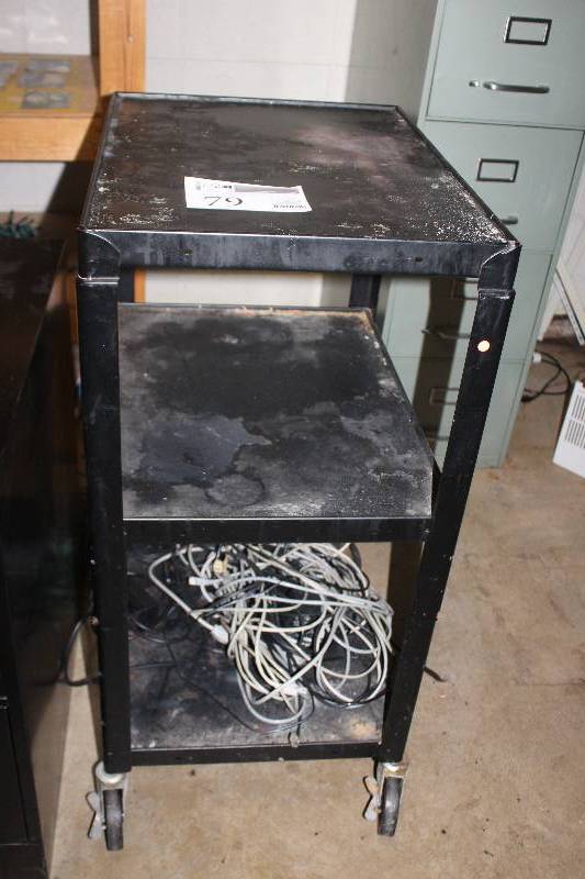 lot 79 image: 2-Shelf Rolling Metal Cart