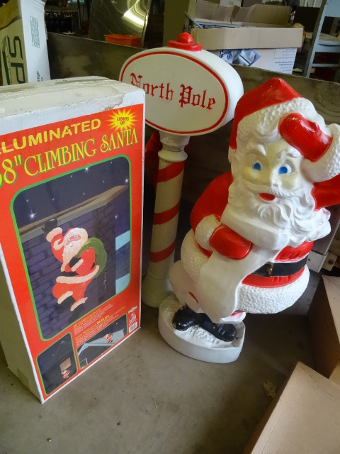 lot 129 image: 3 plastic outdoor lighted figurines...