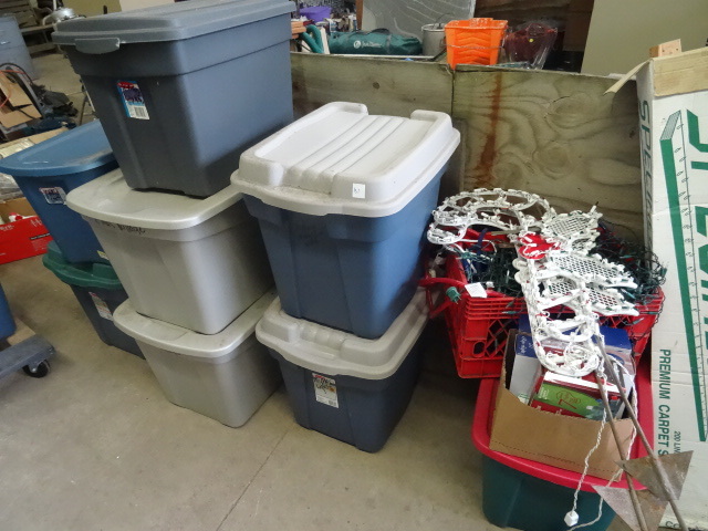 lot 131 image: 7 bins of misc Christmas related it...