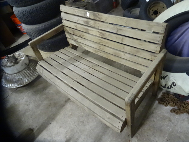 lot 204 image: 2 person wood stationary bench...