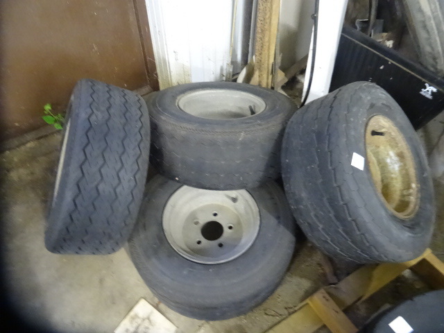 lot 205 image: Set of 4 trailer tires with rims. 5...