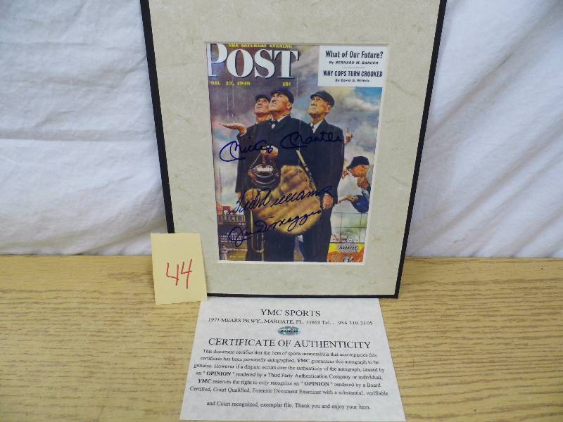 lot 44 image: Signed Mickey Mantel, Ted Williams, Joe DiMaggio