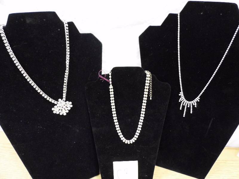 lot 83 image: 3 Rhinestone Necklace w Bracelet