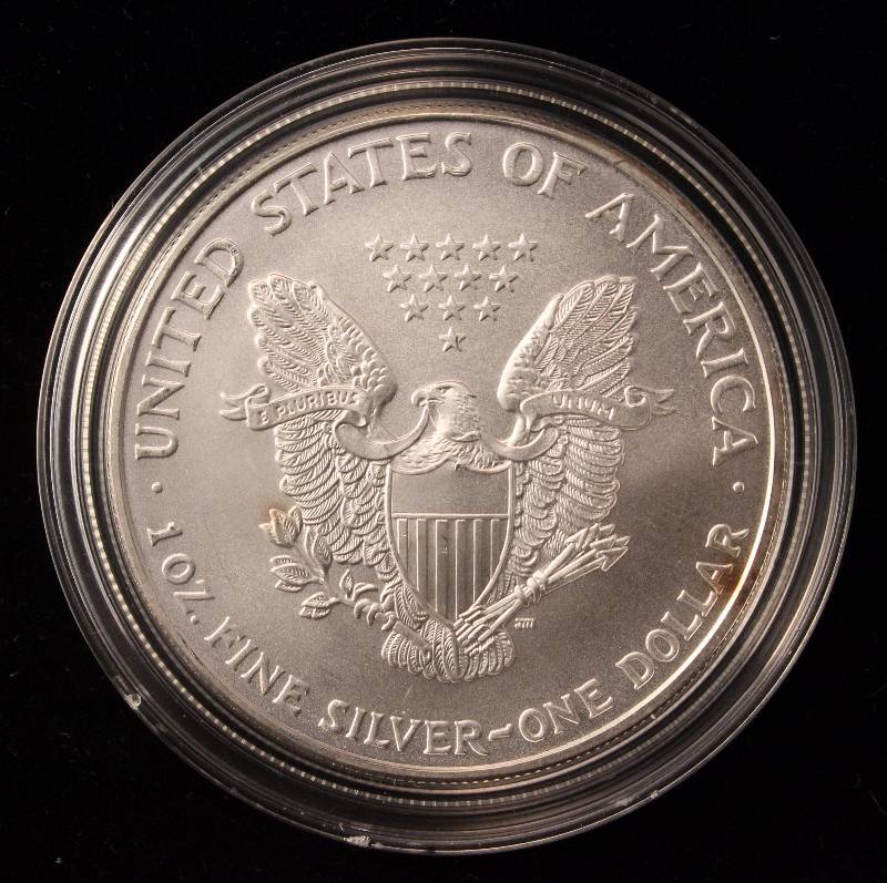 2007 AMERICAN SILVER EAGLE 1 TROY OZ. .999 FINE SILVER IN AIRTITE HOLDER
