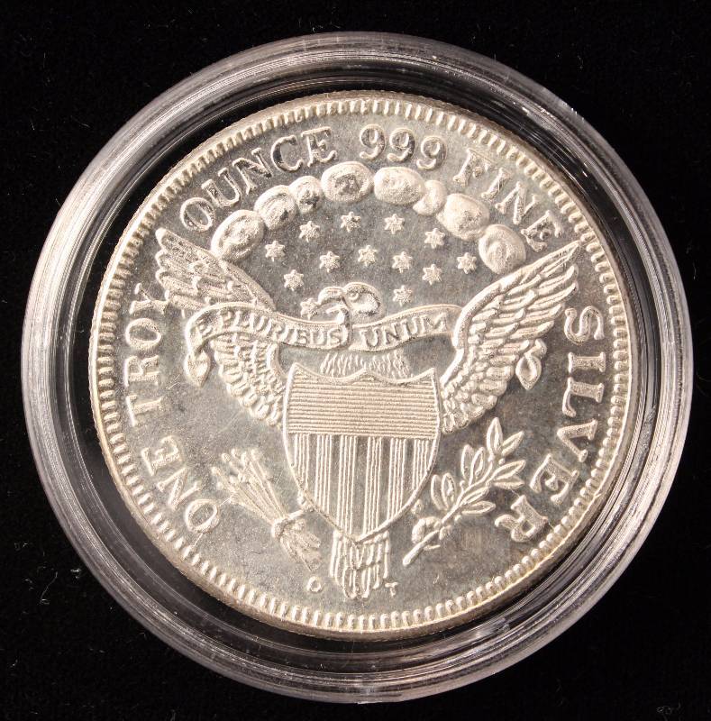 1 TROY OZ. .999 FINE SILVER DRAPED BUST LARGE EAGLE DESIGN IN AIRTIGHT