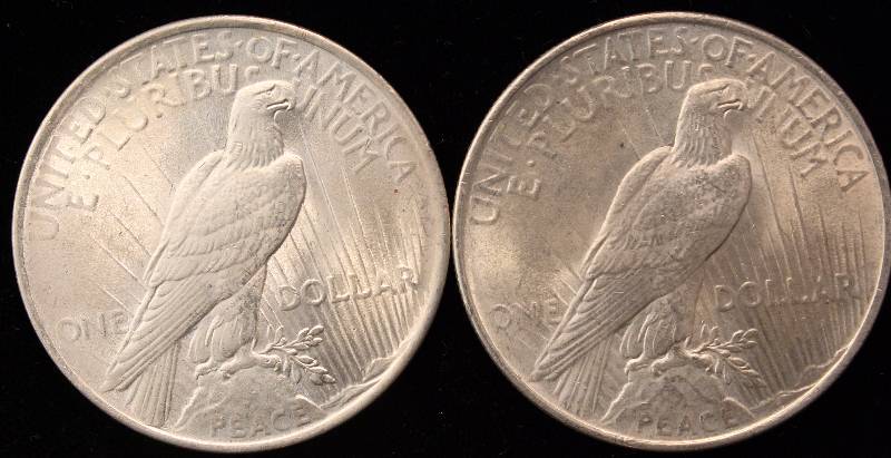 GROUP OF (2) 1922 SILVER PEACE DOLLARS BOTH UNC-BU