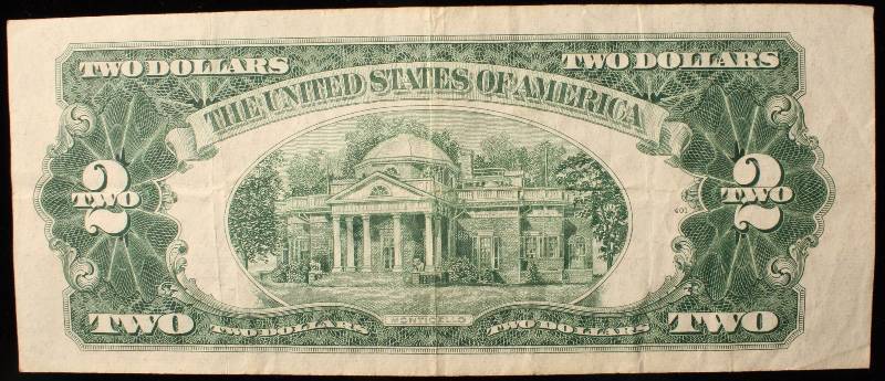 1953 RED SEAL US $2 BILL VF