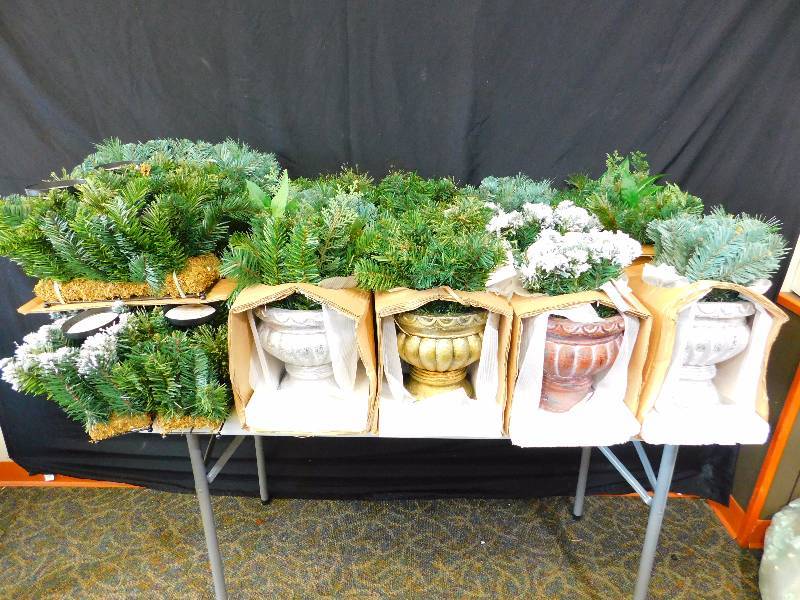 Lot of Planters wFake Plants and Candleholders