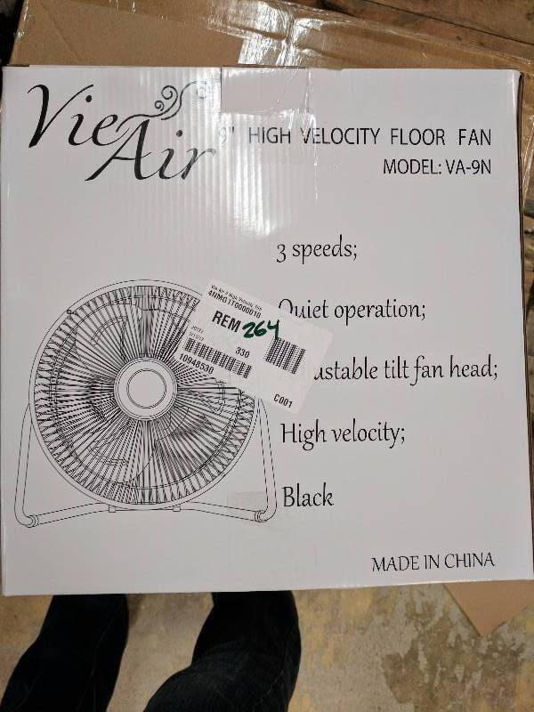 Vie Air 90296362M 9 High Velocity Tilting Metal Floor Fan