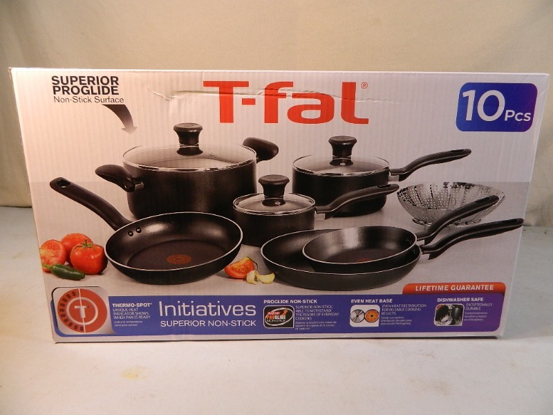 lot 28 image: New T-Fal 10 Pc Pan Set